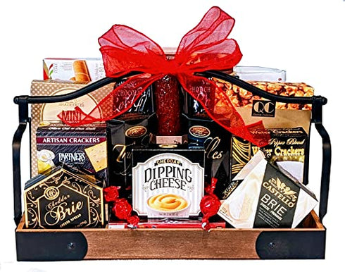 Delicious Gift Basket with Gourmet Meat, Cheeses, Cookies, Sweets and Savory Selection - Perfect for Mother's Day Gifting